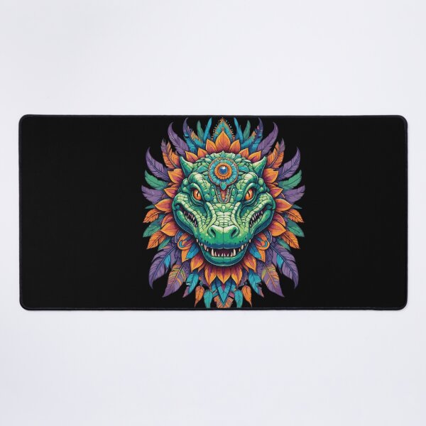 Item preview, Crocodile totem animal feather headdress mandala design designed and sold by LuminOrb.