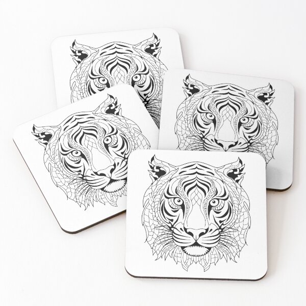 Item preview, Intricate Tiger Essence: Monochromatic Line Art Mystique designed and sold by Amanda-S-Olsen.