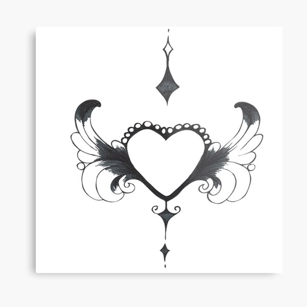 Item preview, monochrome winged heart designed and sold by Kalhanne.