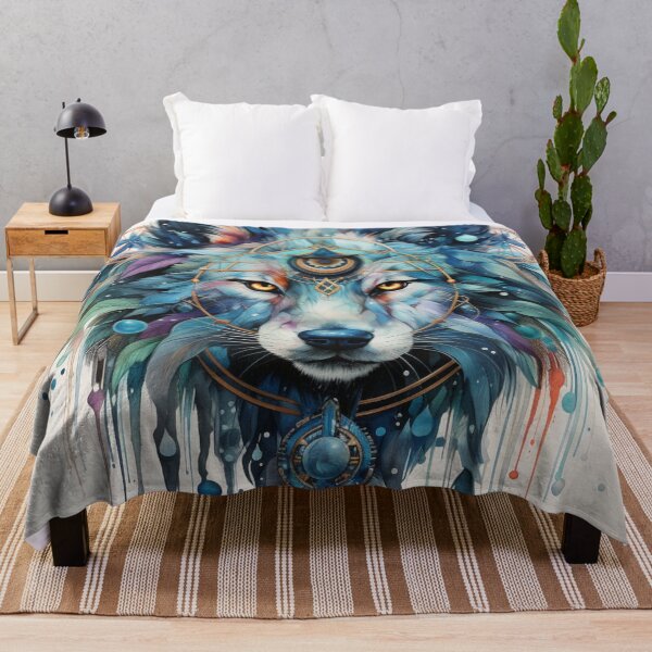 Item preview, mystical wolf, watercolor, mandala designed and sold by MaraDigitalart.