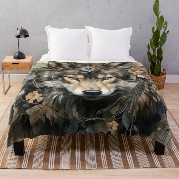 Item preview, mystical wolf, watercolor, floral designed and sold by MaraDigitalart.