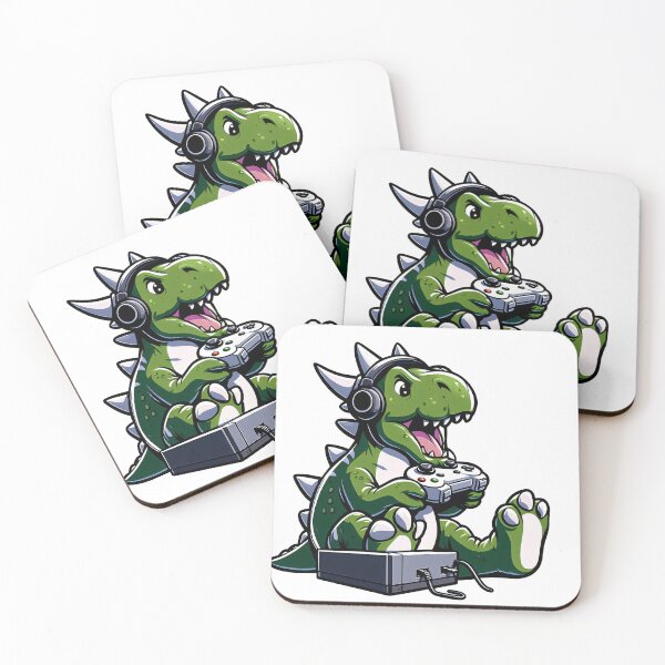 Item preview, Dinosaur Playing Video Games designed and sold by Funny Vintage Stickers And T-Shirts.