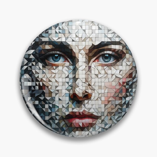 Item preview, Fragmented portrait of a woman's face divided into many pieces, scattered across the canvas, creating a mosaic effect designed and sold by AndreaMart.