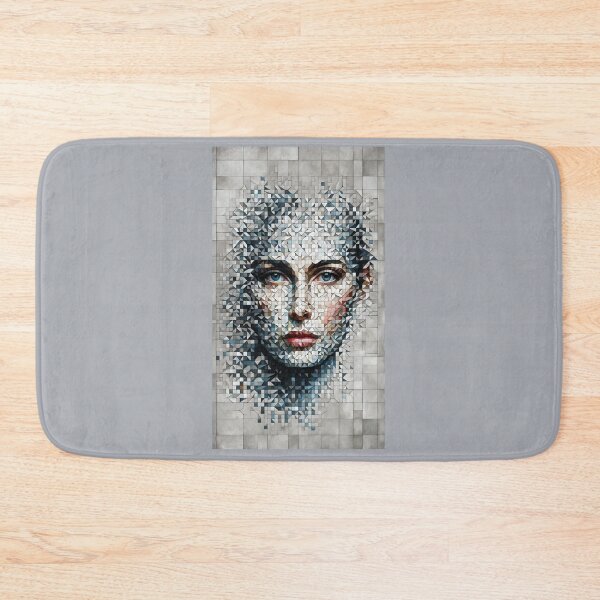 Item preview, Fragmented portrait of a woman's face divided into many pieces, scattered across the canvas, creating a mosaic effect designed and sold by AndreaMart.