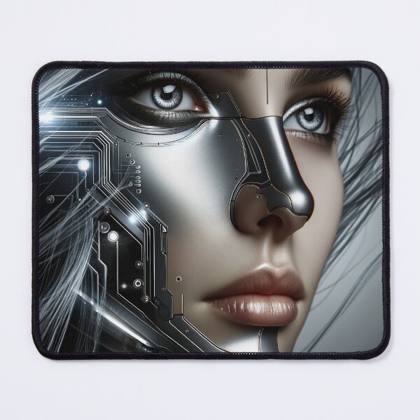 Item preview, Futuristic portrait of a woman's face with metallic elements, creating the impression of a cybernetic being designed and sold by AndreaMart.
