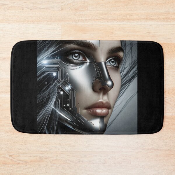 Item preview, Futuristic portrait of a woman's face with metallic elements, creating the impression of a cybernetic being designed and sold by AndreaMart.