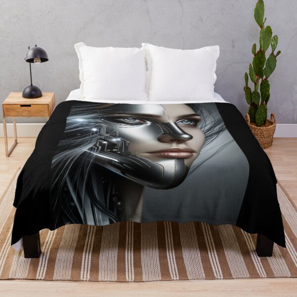 Item preview, Futuristic portrait of a woman's face with metallic elements, creating the impression of a cybernetic being designed and sold by AndreaMart.