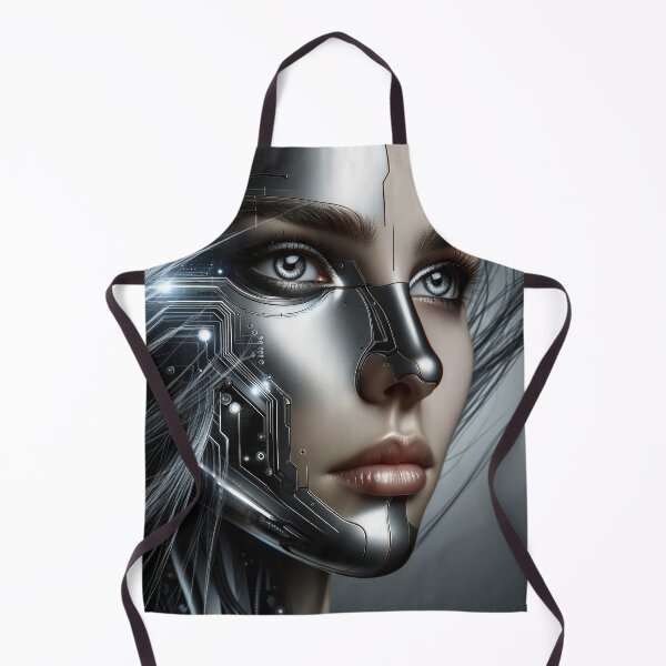 Item preview, Futuristic portrait of a woman's face with metallic elements, creating the impression of a cybernetic being designed and sold by AndreaMart.