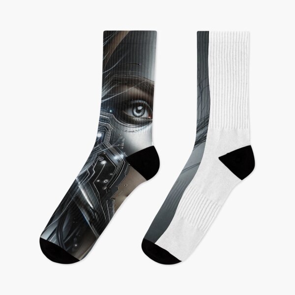 Item preview, Futuristic portrait of a woman's face with metallic elements, creating the impression of a cybernetic being designed and sold by AndreaMart.
