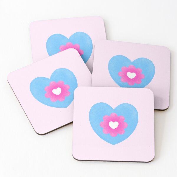 Item preview, 90s pink and blue heart shaped eraser with a flower designed and sold by prntsystm.