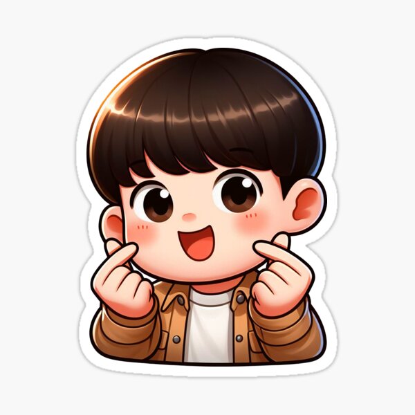 Vista previa del artículo con la obra «Cool Guy Coreano Dedo Corazones Kpop», diseñado y vendido por plushism.