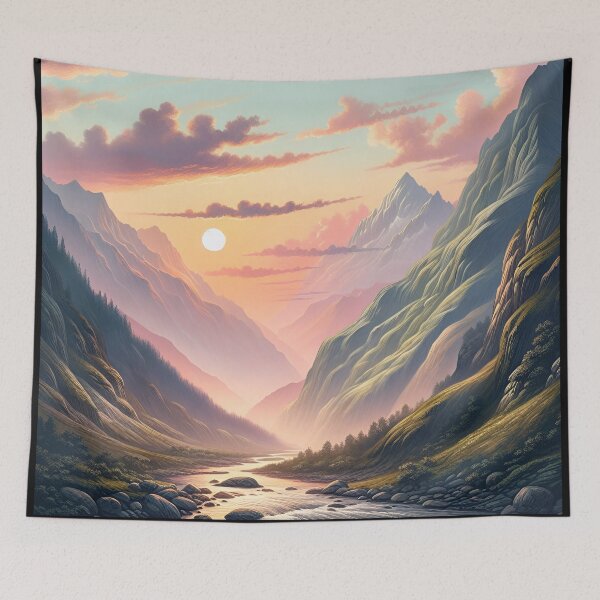 Item preview, Twilight Tranquility: Alpine Valley Sunset - Watercolor Landscape  designed and sold by 5lav.
