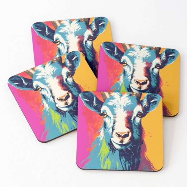 Item preview, goat portrait. animal colorful. Animal throw pillow. designed and sold by formform.