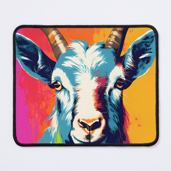 Item preview, goat portrait. animal colorful. Animal throw pillow. designed and sold by formform.