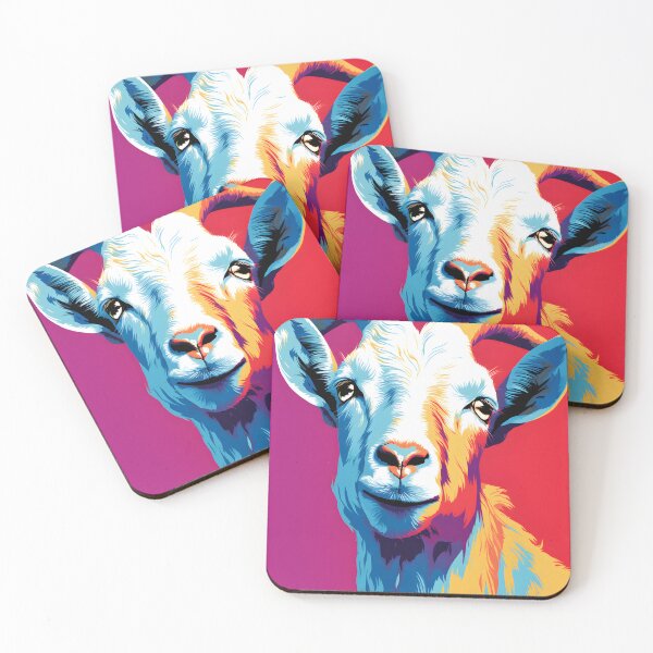 Item preview, goat portrait. animal colorful. Animal throw pillow. designed and sold by formform.