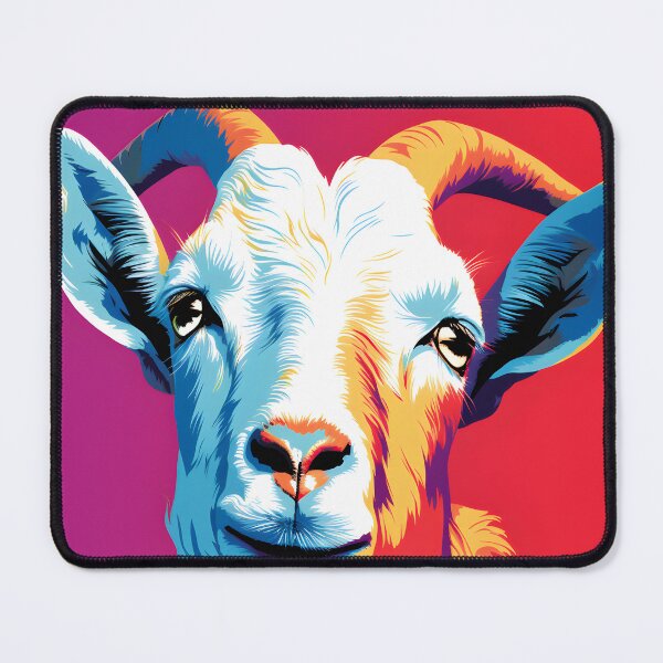 Item preview, goat portrait. animal colorful. Animal throw pillow. designed and sold by formform.
