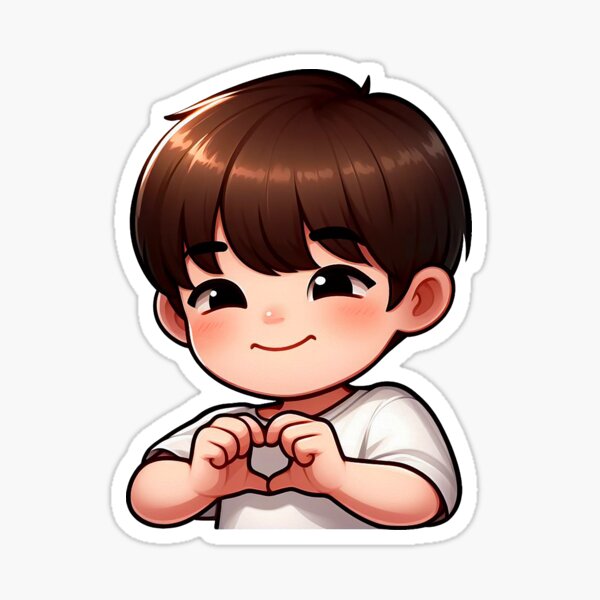 Vista previa del artículo con la obra «Cool Guy Coreano Dedo Corazones Kpop», diseñado y vendido por plushism.