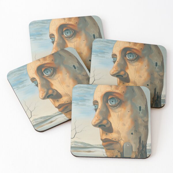 Item preview, Enigmatic Face in Surreal Landscape designed and sold by Catloaf Art.