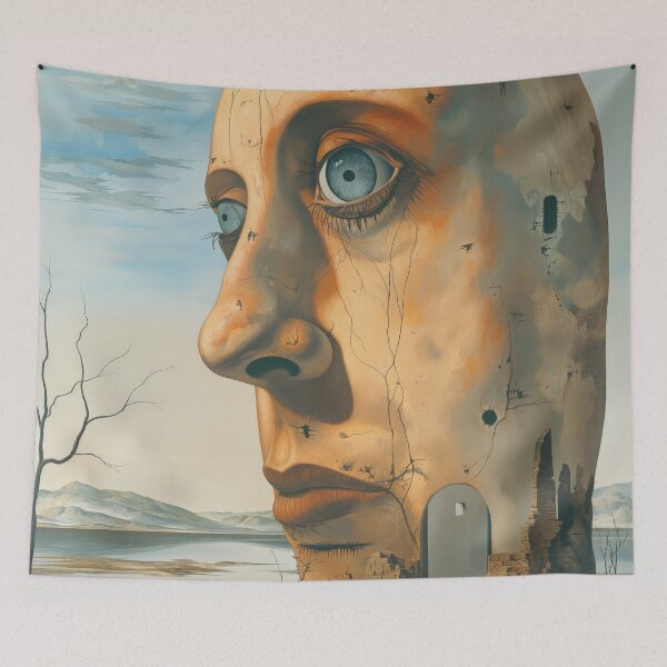 Item preview, Enigmatic Face in Surreal Landscape designed and sold by Catloaf Art.