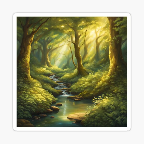 Item preview, Enchanted Forest Glade: Sunlit Serenity - Watercolor Landscape  designed and sold by 5lav.
