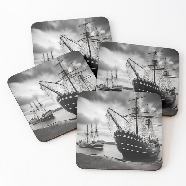 Item preview, vintage ships in black and white designed and sold by artbymeremees.