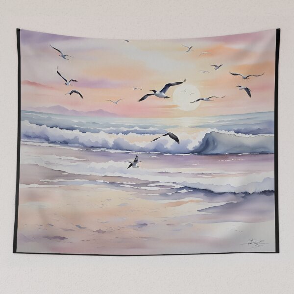 Item preview, Coastal Dawn Serenade: Seaside Tranquility - Watercolor Landscape designed and sold by 5lav.