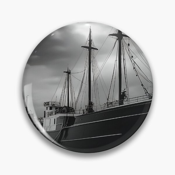 Item preview, vintage ship in black and white designed and sold by artbymeremees.