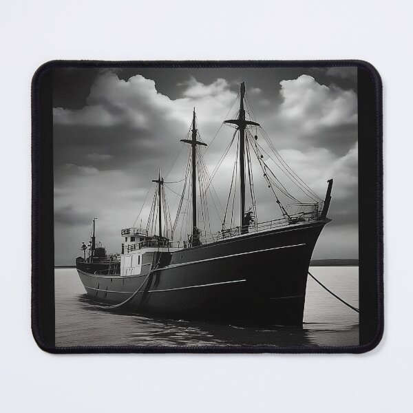 Item preview, vintage ship in black and white designed and sold by artbymeremees.
