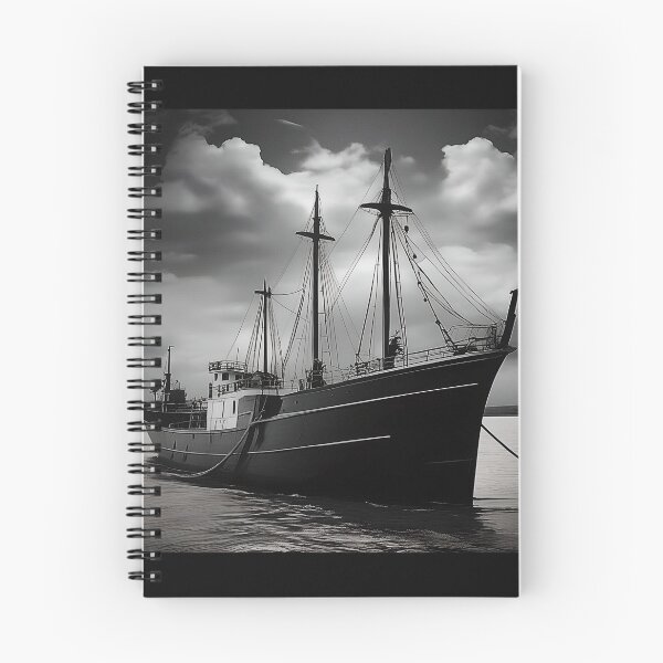 Item preview, vintage ship in black and white designed and sold by artbymeremees.