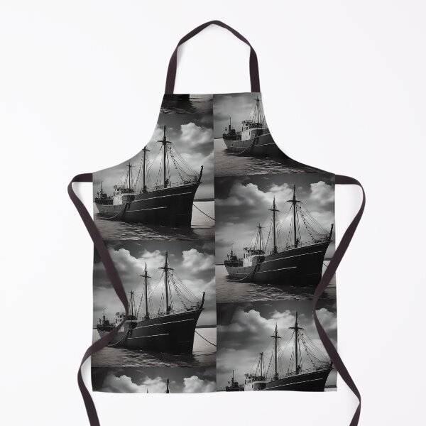 Item preview, vintage ship in black and white designed and sold by artbymeremees.