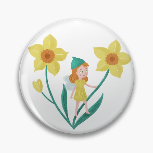 Item preview, Daffodil Narcissus Flower Fairy - Beautiful and Magical Hand-Drawn Wildflower Fairy with her Favorite Spring Yellow Flower - Illustration without text designed and sold by yupcat.