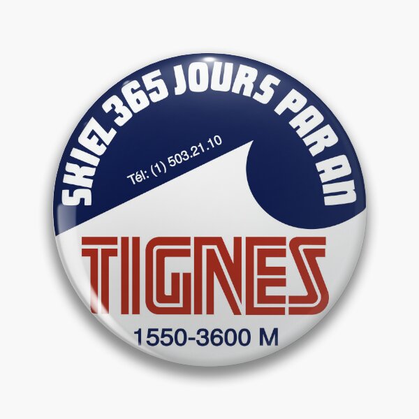 Vista previa del artículo con la obra «Estación de esquí vintage de Tignes Pegatina», diseñado y vendido por SkiStickersCo.