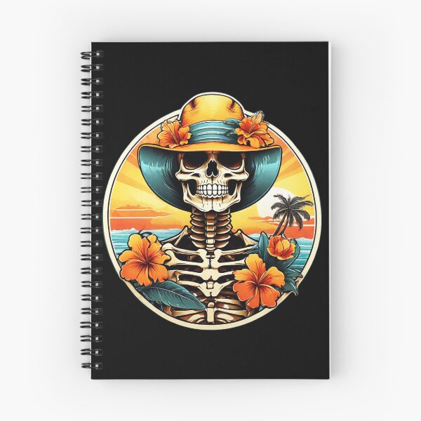 Item preview, Chic Skeleton with Beach Hat at Sunset with Hawaiian Orchids designed and sold by NautiChic.