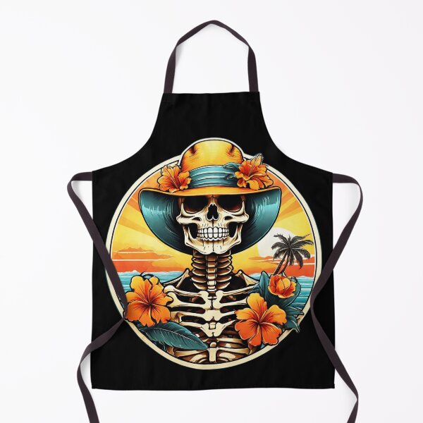 Item preview, Chic Skeleton with Beach Hat at Sunset with Hawaiian Orchids designed and sold by NautiChic.