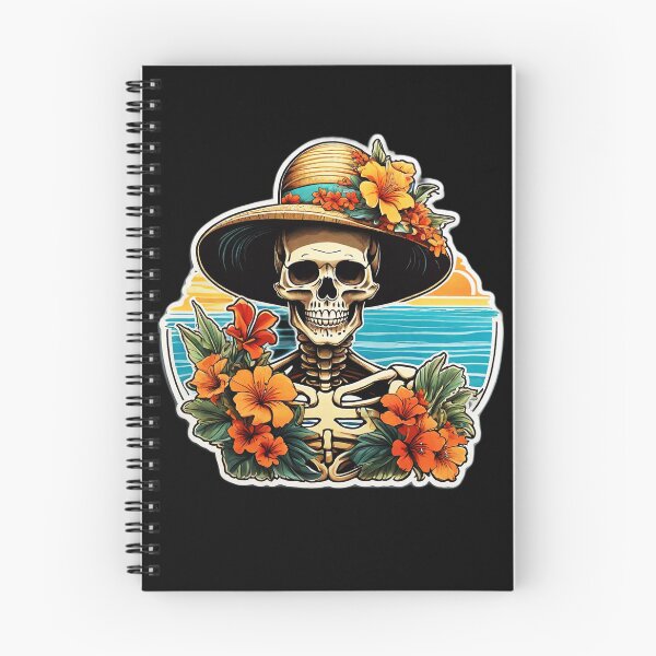 Item preview, Spooky Skeleton with Beach Hat and Hawaiian Orchids designed and sold by NautiChic.