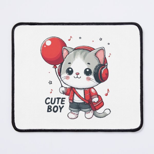 Item preview, Cute Cat with Balloon designed and sold by SOMI SOMI.