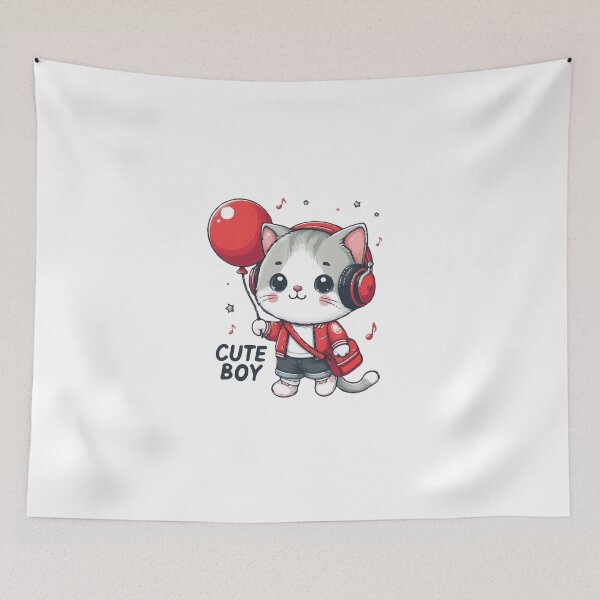Item preview, Cute Cat with  Balloon designed and sold by SOMI SOMI.