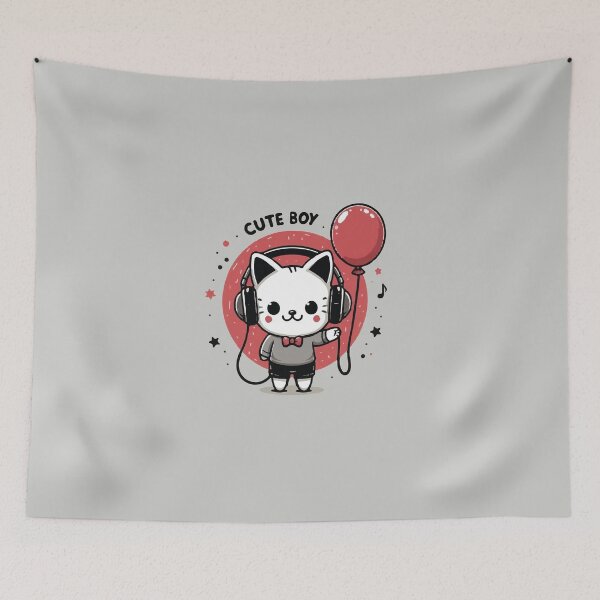Item preview, Cat Cute boy with  balloon designed and sold by SOMI SOMI.