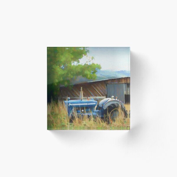 Abandoned Blue Tractor Acrylic Block