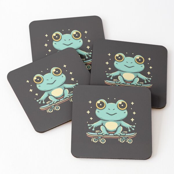 Item preview, Funny cute kawaii style frog riding a skateboard designed and sold by Trend-Beaver.