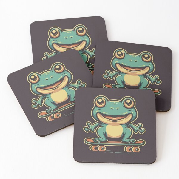 Item preview, Funny cute kawaii style frog riding a skateboard designed and sold by Trend-Beaver.