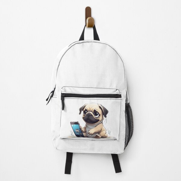 Item preview, Cute pug with a phone cartoon animation designed and sold by VibeStyleShop.