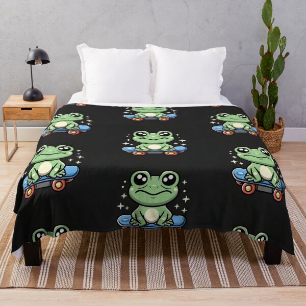 Item preview, Funny cute kawaii style frog riding a skateboard designed and sold by Trend-Beaver.
