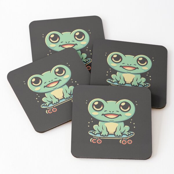 Item preview, Funny cute kawaii style frog riding a skateboard designed and sold by Trend-Beaver.