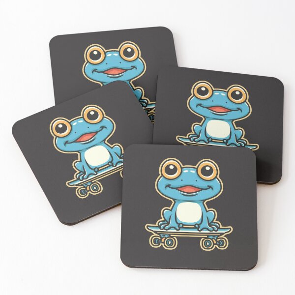 Item preview, Funny cute kawaii style frog riding a skateboard designed and sold by Trend-Beaver.