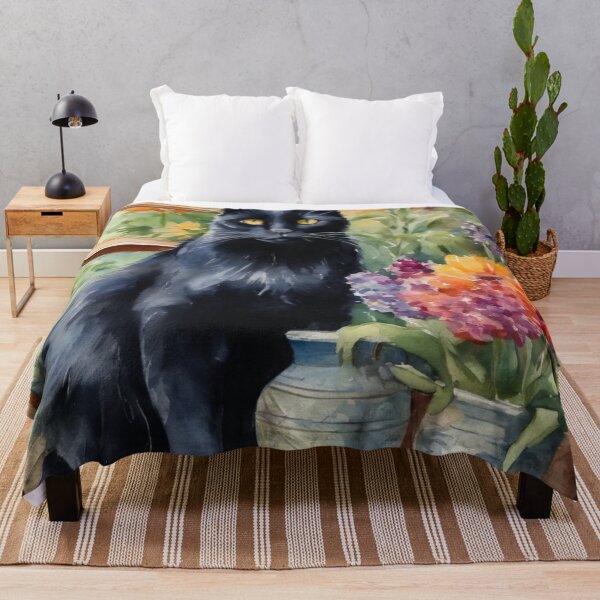 Item preview, Black cat in watercolor designed and sold by caribbeanhippie.