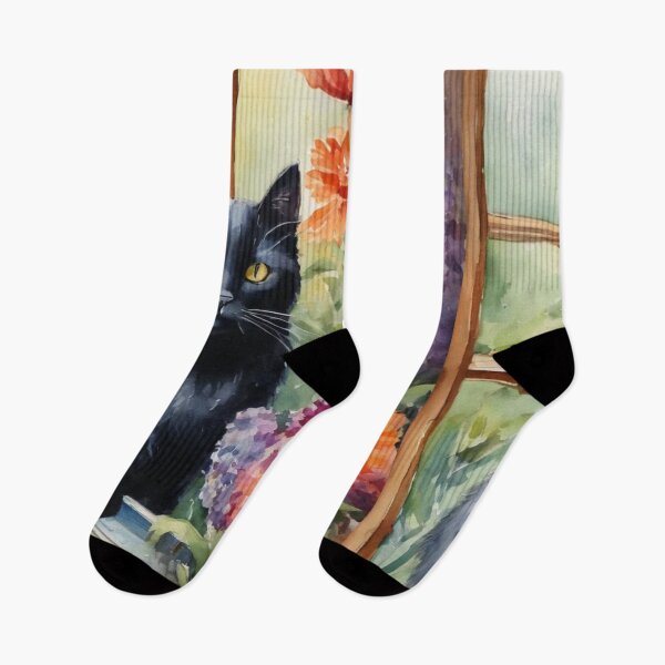 Item preview, Black cat in watercolor designed and sold by caribbeanhippie.