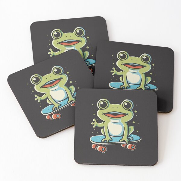 Item preview, Funny cute kawaii style frog riding a skateboard designed and sold by Trend-Beaver.