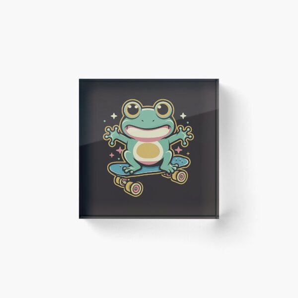 Item preview, Funny cute kawaii style frog riding a skateboard designed and sold by Trend-Beaver.