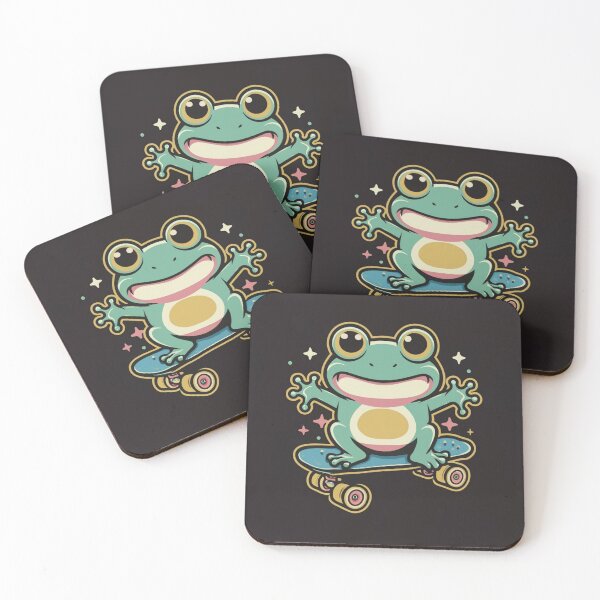 Item preview, Funny cute kawaii style frog riding a skateboard designed and sold by Trend-Beaver.